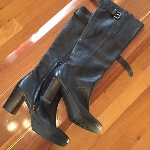 GEOX knee high boots. Black leather.